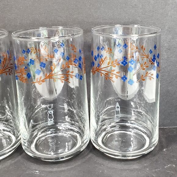Vtg Termocrisa Lot of 4 Blue Forget Me Not Drinking Glasses Tumblers 4 3/4” - Picture 6 of 7